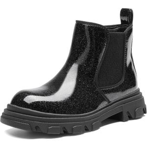 DREAM PAIRS Girls Chelsea Boots Side Zipper Lug Sole Ankle Booties Toddler/Little Kid/Big Kid (All Black) 5