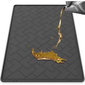 Oil Spill Mat for Garage, 60" x 37" Heavy Duty TPE Oil Change Mat with Raised Edge, Reusable Oil Drain Pan, Waterproof, Oil-Proof, Non-Slip Under Car Mat,Protect Garage Surface from Spill & Stain