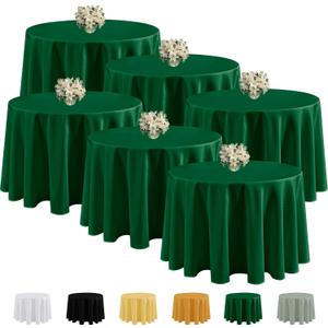 Fitable 6 Pack Hunter Green Round Tablecloths - 70 Inches Round - Wrinkle and Stain Resistant Fabric Table Clothes, Washable Polyester Table Covers for Wedding, Party, Banquet, Formal Events