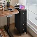 Fixwal Narrow Storage Cabinet, Small Dresser with 4 Drawers, Slim Fabric Dresser Storage for Small Spaces, Black Nightstand Side Table for Bedroom, Bathroom, Laundry, Closet, Dorm