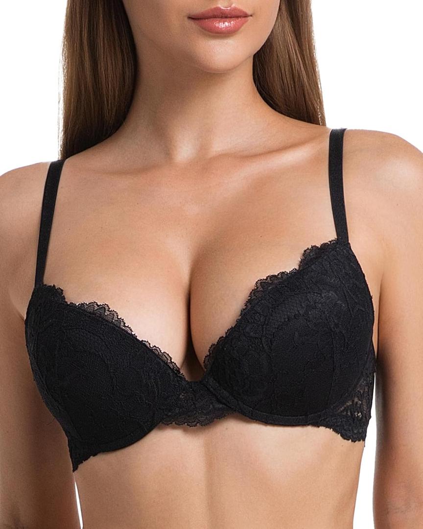 Women's Lace Push Up Bra Padded Add 2 Cups Underwire Support Full Coverage Plunge Everyday Lift Bras