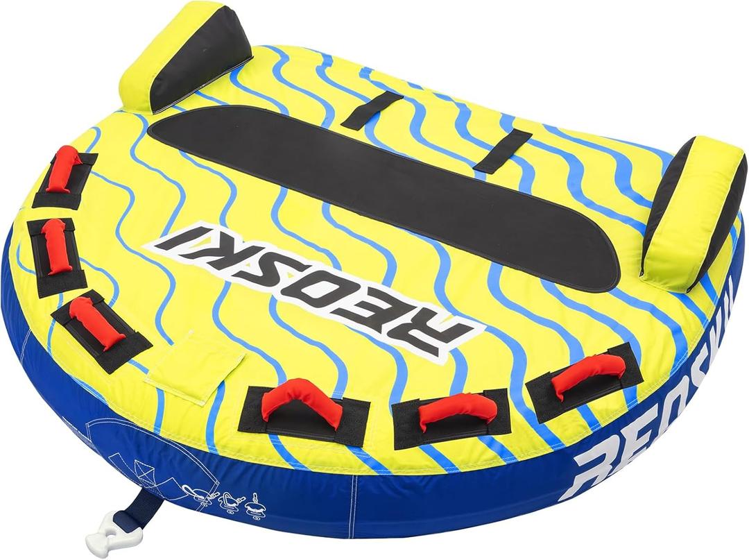 Towable Tubes for Boating 2 Person, Heavy Duty Boat Tubes and Towables, Inflatable Water Tubes for Boats to Pull with Fins, Drainage, Quick Connector, Large Capacity