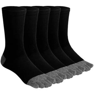 ZAKASA Mens Toe Socks Athletic Running Cushion Five Finger Cotton Crew Socks 4 Pairs