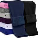Girls Fleece Lined Leggings Cotton Kids Winter Warm Leggings Thick Thermal Tights Pants (3-4T, Black, Navy Blue)