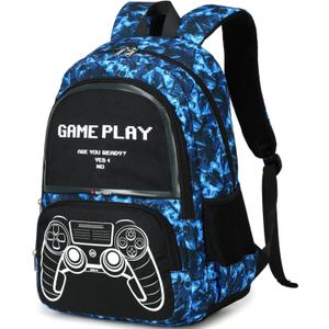 School Backpack for Boys Kids Bookbags Cool Camo Prints Elementary School Bags Travel Back Pack (Blue Graffiti)
