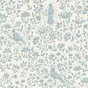 Peel and Stick Wallpaper Modern Beige and Blue Bird Wall Paper Self Adhesive Removable 17.3" x 393" Blue Botanical Wallpaper Boho Contact Paper for Bathroom Bedroom Art Decor Vinyl Roll