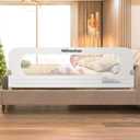 Bed Rail for Toddlers – 71 Inch Extra Long Toddler Bed Rail, Swing Down Bed Guard for Queen King Full Twin Size Beds, Foldable Baby Bed Rail with Safety Lock, No-Tool Install (Pure White, 71 inch)