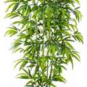 Artificial Bamboo Tree, 6FT Fake Plants Faux Bamboo Plant with Black Square Planter, Artificial Trees Faux Silk Plant with 3 Trunks & Green Lush Leaves for Home Office Indoor Outdoor Decor
