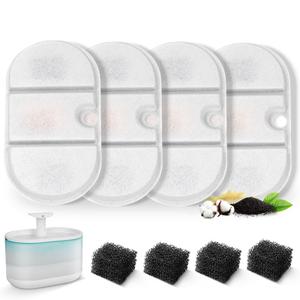VinDox 8 Packs Replacement Cat Fountain Filters Compatible with PETLIBRO Capsule Pet Fountain: PLWF002,71oz/2.1L Ultra Quiet-BPA-Free, Two Flow Modes Pet Dispenser