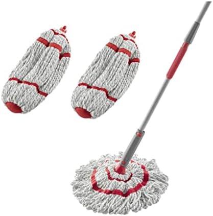Rubbermaid Microfiber Twist Mop Kit with 2 Refills Kit Machine Washable Built-in Wringer Lightweight Safe for All Floor Types Deep Cleaning for Home/Bathroom/Garage/Office