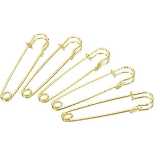 MECCANIXITY Safety Pins 2.95 Inch Large Metal Sewing Pins for Blankets Skirts Crafts Brooch Making Gold Tone 20Pcs