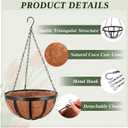 Didaey 8 Pcs Metal Hanging Basket with Coconut Coir Liner Hanging Flower Basket with Chain Indoor Outdoor Plant Flower Pot 10 Inch Round Wire Plant Holder for Garden, Patio, Deck, Porch Garden Decor