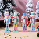 PRETYZOOM 4pcs Christmas Nutcracker Ornaments, 5 Inch Wooden Nutcracker Hanging Pendants, Holiday Soldiers Keepsake, Christmas Party Decoration