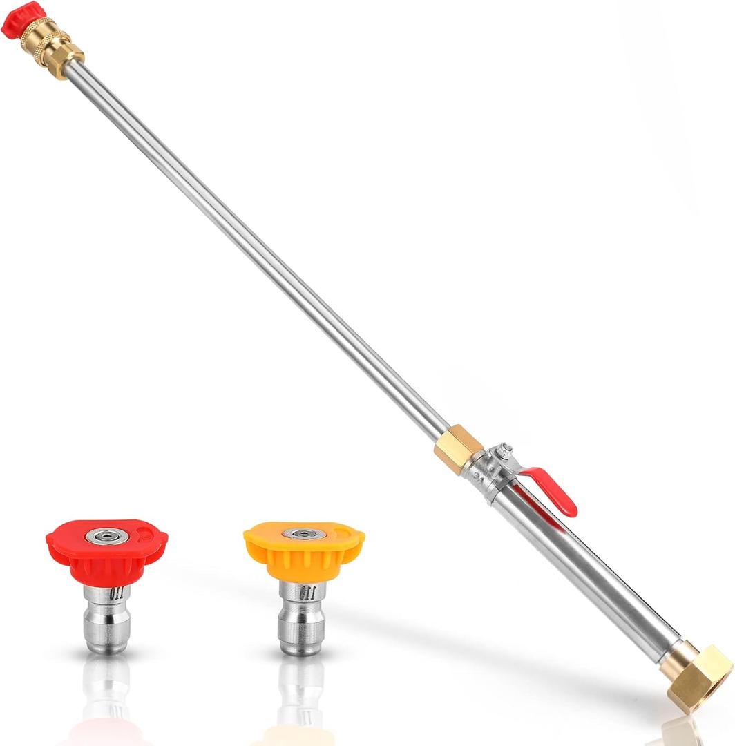 All Metal High Pressure Power Washer Wand for Garden Hose with Jet Nozzle and Fan Nozzle, Hydro Jet Power Sprayer for Car Washing or Garden Cleaning (001)