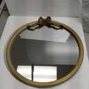 15.75" Gold Bow Decorative Round Mirror, Metal Frame Hanging Circle Mirror, Wall Mounted for Entryway, Bathroom, Vanity, Living Room