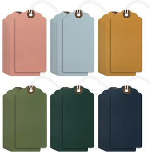 Outus 60 Pcs 4 3/4-in x 2 3/8-in Blank Large Paper Gift Tags with String and Reinforced Eyelet Wire Writable Price Tags Shipping Labels Inventory Labels(Morandi Color)