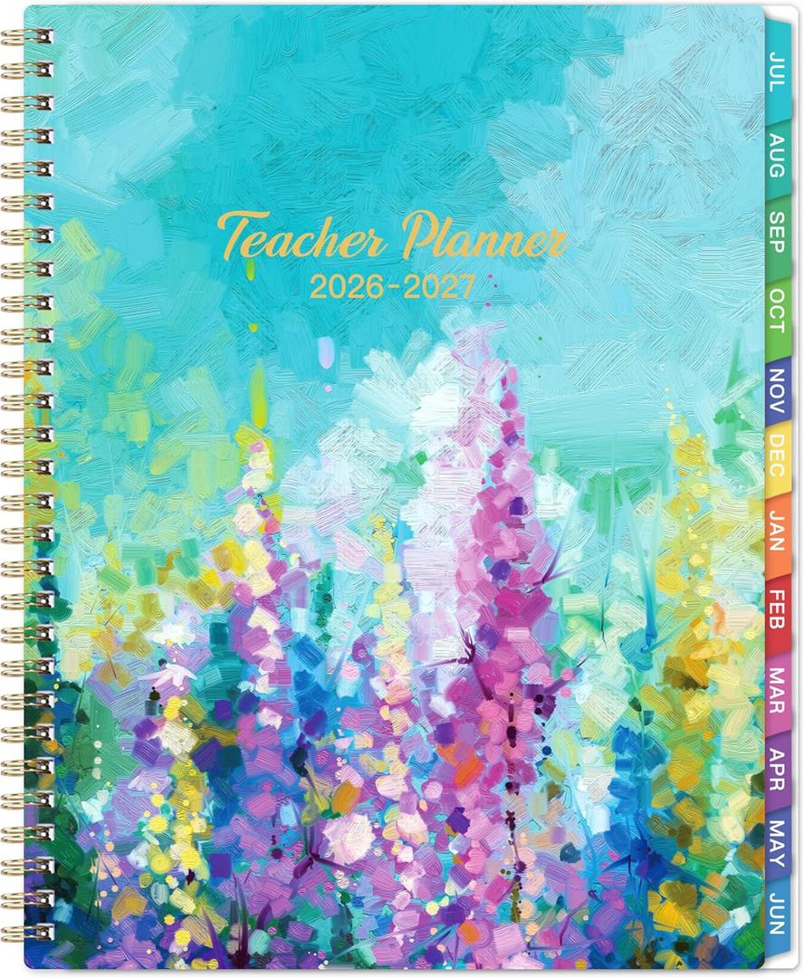 Teacher Planner 2026-2027 - Teacher Lesson Planner 2026-2027, July 2026 - June 2027, 8.3" x 11", Weekly & Monthly Lesson Plan Book for Teachers with Twin-Wire Binding for Teachers - Oil Painting