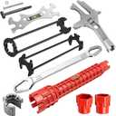 6PCS Basin Wrench Set, 8 in-1 Sink & Faucet Wrench, Adjustable Wrench Wide Jaw Short Shank 6-75mm, Universal Plumbing Tools for Bathroom/Kitchen Toilet Pipe Removal Installation