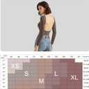 SUUKSESS Women Backless Y2k Long Sleeve Bodysuit Double Lined Open Back Sexy Basic Top (Brown, M)