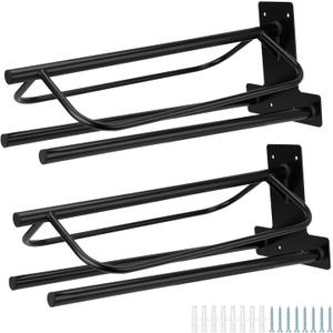 2 Pack Saddle Rack with Double Pad Bar, Wall Mounted Heavy-Duty Steel Saddle Holder, Western and English Saddle Rack for Horse Stall Barn Trailer Tack Room 24.2x6.7x10.2 in