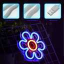 1 Pack Retro Pink and Blue Neon Flower LED Light for Bedroom Wall Decor Valentine's Day Birthday Wedding Party