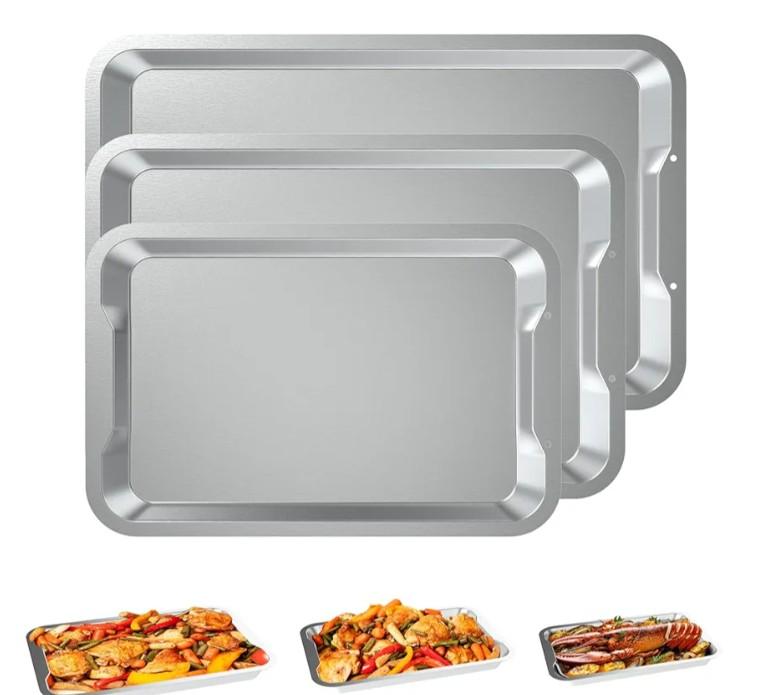 PETKAO Baking Sheet Set for Ninja B33003 Foodi NeverStick Premium, Nonstick Cookware Set for Oven, Dishwasher Safe, w/ 10 x 15 & 11 x 17 & 12 x19" Cooking Trays, Cookie Sheets for Ninja Sheet Pan 3PCS