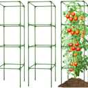 3 Pack Square Tomato Cages for Garden - 56 Inch Heavy Duty Tomato Plant Support Stakes, Sturdy Metal Core with Rust-Resistant Coating, Tomato Trellis for Raised Beds