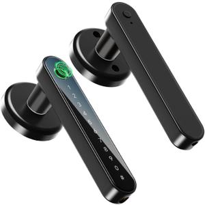 IRONZON Fingerprint Door Handle for Bedrooms - 191F 3-in-1 Fingerprint Door Lock with Keypad, Fingerprint Door Knob for Bedroom with Key, Keyless Entry Door Handle - Black