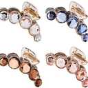 Lawie Clear Gold Blue Brown Crystal Gems Glitter Sparkly Fancy Plastic Octopus Hair Claw Clips Bling Jeweled Jaw Barrettes Hair Grips Clamps Buns Decorative Hair Accessories for Women Girls Two Missing