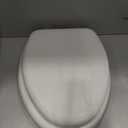 Mayfair Padded Toilet Seat with Chrome Hinges, Soft Vinyl over Wood Core Seat, Made in USA, Elongated, White