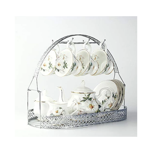 Mug Holder Coffee Cup Holder Stand Dishes Organizer Wrought Iron Mug Drainer Storage Drying Rack for Counter Cabinet Table Kitchen Restaurant Office (Silver A)