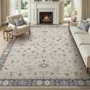 WITSHOCK 8x10 Area Rugs for Living Room, Washable Non Slip Rugs for Bedroom Dining Room Office, Soft Low Pile Stain Resistant Oriental Distressed Vintage Carpet for Farmhouse Home Decor - Beige&Gray