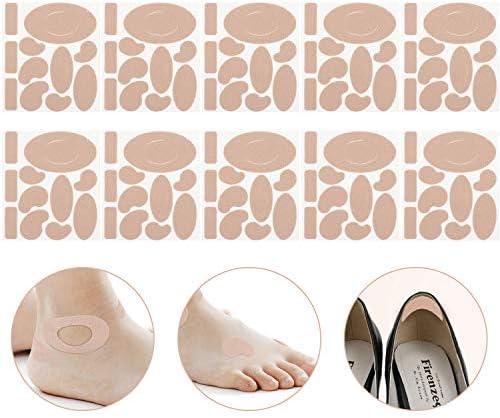 Honoson 110 Pieces Moleskin Tape Flannel Adhesive Pads Stickers for Blister Prevention Tape Mole Skin Anti-wear Heel Pads for Shoes Feet Fabric Padding,10 Sheets of 11 Shapes