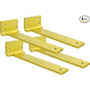 Floating Shelf Brackets 6 inch 4 Pack L Brackets for Shelves Black Metal Heavy Duty Shelf Bracket for DIY Decorative with Mounting Hardware