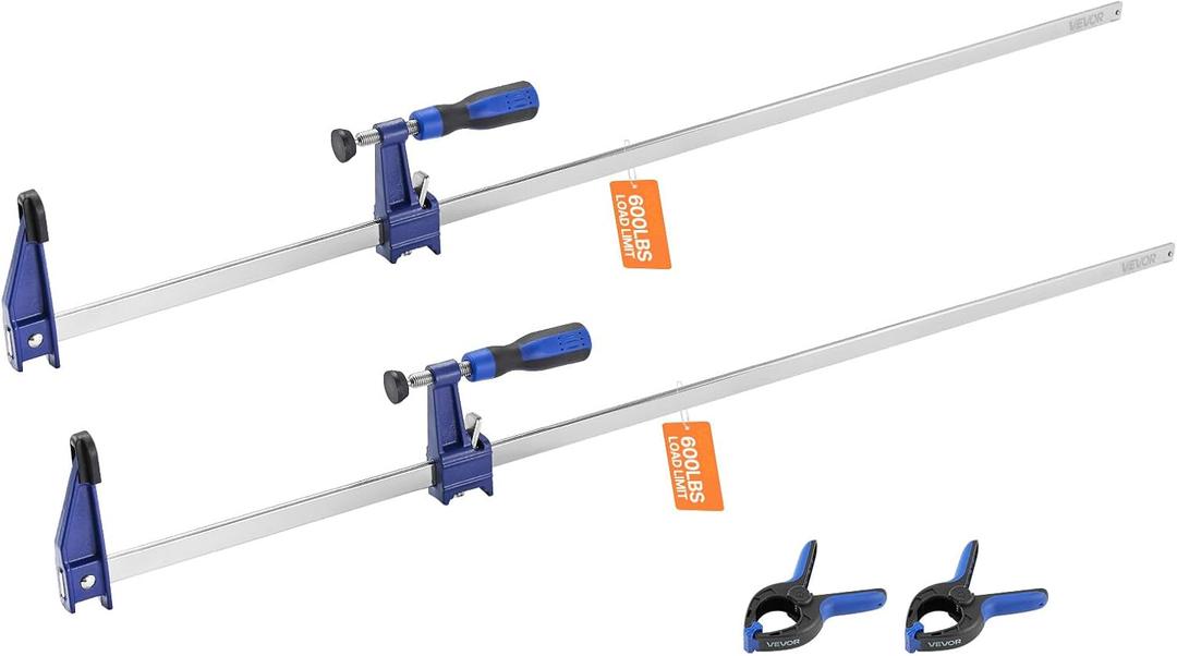 VEVOR Bar Clamps for Woodworking, 2-Pack 36 inch Opening, Lockable F-Clamp with 600 lbs Load Limit, 2-1/2 inch Depth, Cast Iron and Carbon Steel, Easy to Use, Wood Clamps for Woodworking Metal Working
