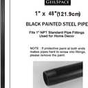 GeilSpace 1" 48" Pre-Cut Black Metal Pipe, Industrial Steel Fits Standard One Inch Black Threaded Pipes and Fittings - Vintage DIY Industrial Shelving (1" 48")