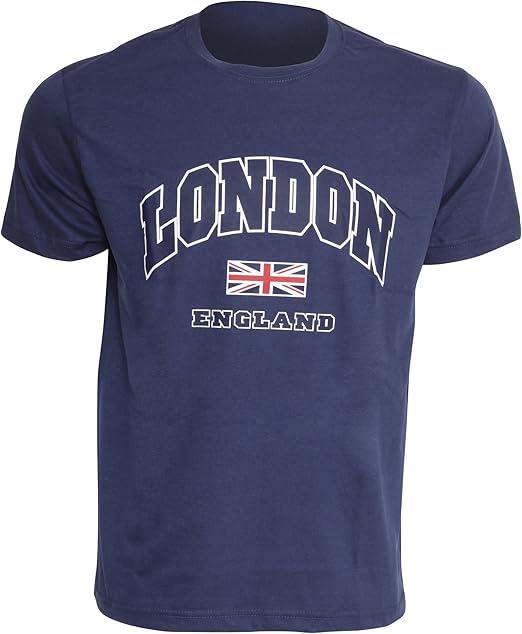 Mens London England Print 100% Cotton Short Sleeve Casual T-Shirt/Top (L - 42inch - 44inch) (Navy)
M