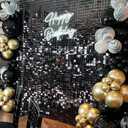 COKAOBE Black Shimmer Wall Backdrop, 24PCS Square Sequin Shimmer Backdrop Panel, Photo Backdrops for Birthday, Anniversary, Wedding, Graduation & Bachelorette Party Decoration