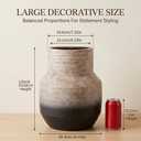 Large Rustic Ceramic vase Farmhouse Vintage Pottery for Shelf Decor Room Decor,Brown Ombre Terracotta Vase,13'' Round Decorative Vases Home Decor Living Room (13inch)