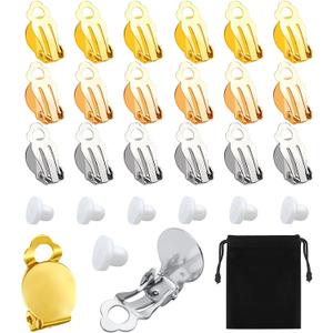 SANNIX 60-Piece Round Flat Back Earring Set: Non-Pierced Clip-On Earring Findings with Pads in 3 Colors for DIY Jewelry