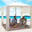 Beach Cabana 6.2"x6" Canopy, Fast Set up and Take Down, UPF 50+ UV Protection, Rainproof Beach Umbrella Shelter with Half Side Wall for Outdoor Patio Backyards Alfresco Eateries Pools Cafes Picnic