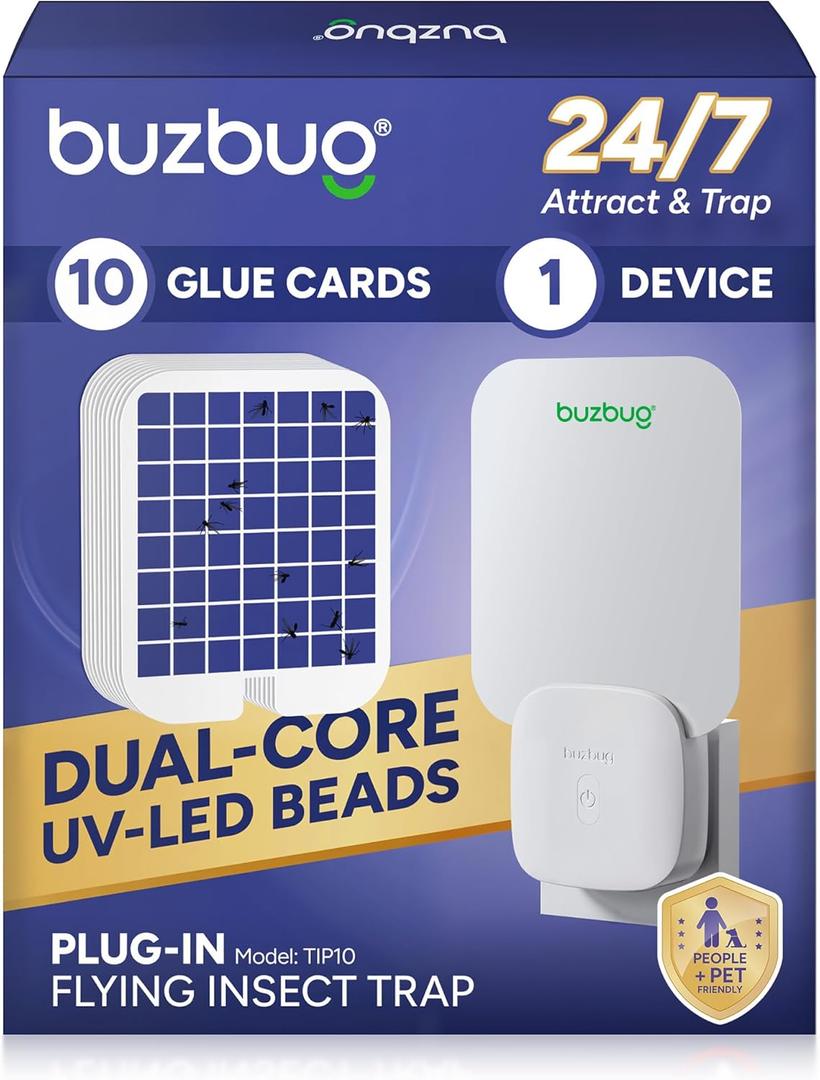 Buzbug Fly Trap Indoor, Plug-in Flying Insect Trap, Fruit Fly Traps for Indoors, Plug in Bug Trap, Gnat Trap for House Indoor, Bug Catcher for Gnat Moth Mosquito
