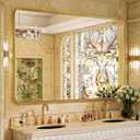 Bathroom Mirror 30x48 inch, Gold Gorgeous Deep Frame Wall Mirror, Modern Round Corner Bathroom Vanity Mirror for Bedroom, Living Room, Hanging or Leaning Horizontal or Vertical, Gold