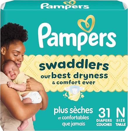 Pampers Baby Diapers  Swaddlers  Size 0, 31 Count, Ultra Absorbent Disposable Newborn Diaper