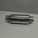Upower 2.5" Inlet&Outlet Exhaust Resonator,4" x8.5" Body 11.5" Overall Length Center Straight Through Stainless Steel Muffler,Polished
