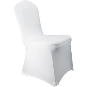WELMATCH Black Stretch Spandex Chair Covers - 12 pcs Wedding Party Dining Scuba Elastic Chair Covers (White, 12)