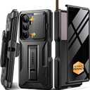 TONGATE for Z Fold 7 Case with Stylus & Pen Holder, [Builtin Privacy Screen Protector & Slide Camera Cover][Anti Spy] Military Grade Drop Stand Case for Samsung Galaxy Z Fold 7 with Belt Clip, Black