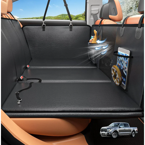 Back Seat Extender for Dogs, Hard Bottom Dog Car Seat Cover for Truck Back Seat, Upgraded PU Leather Dog Hammock for Car, Waterproof, Anti Scratch, Larger Space, Holds 400lbs