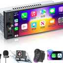 6.9" Single DIN Car Radio with Apple CarPlay & Android Auto, IPS Touch Screen Car Stereo with 1080P Backup Camera, Bluetooth Hands-Free, Mirror Link, GPS Navigation, AM/FM, EQ, USB,Type-C,SWC