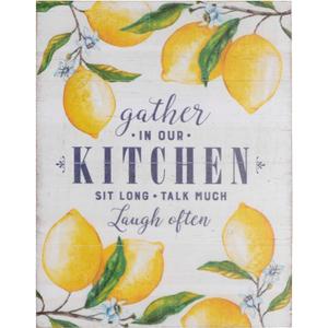 Creative Co-Op Gather in Our Kitchen Wood Wall Dcor with Lemons